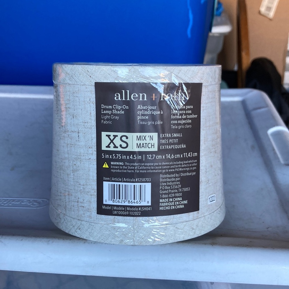 Allen + Roth Light Gray Drum Clip-On Lamp Shade